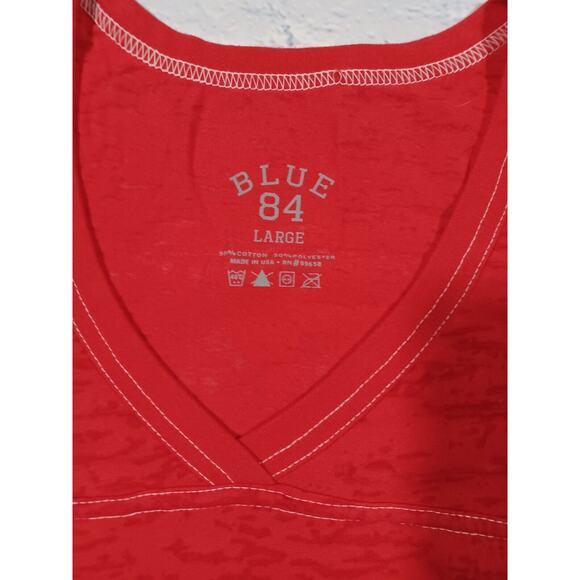 Nebraska Cornhuskers Shirt Womens Large Red Short Sleeve Burnout BLUE 84 - Picture 2 of 3